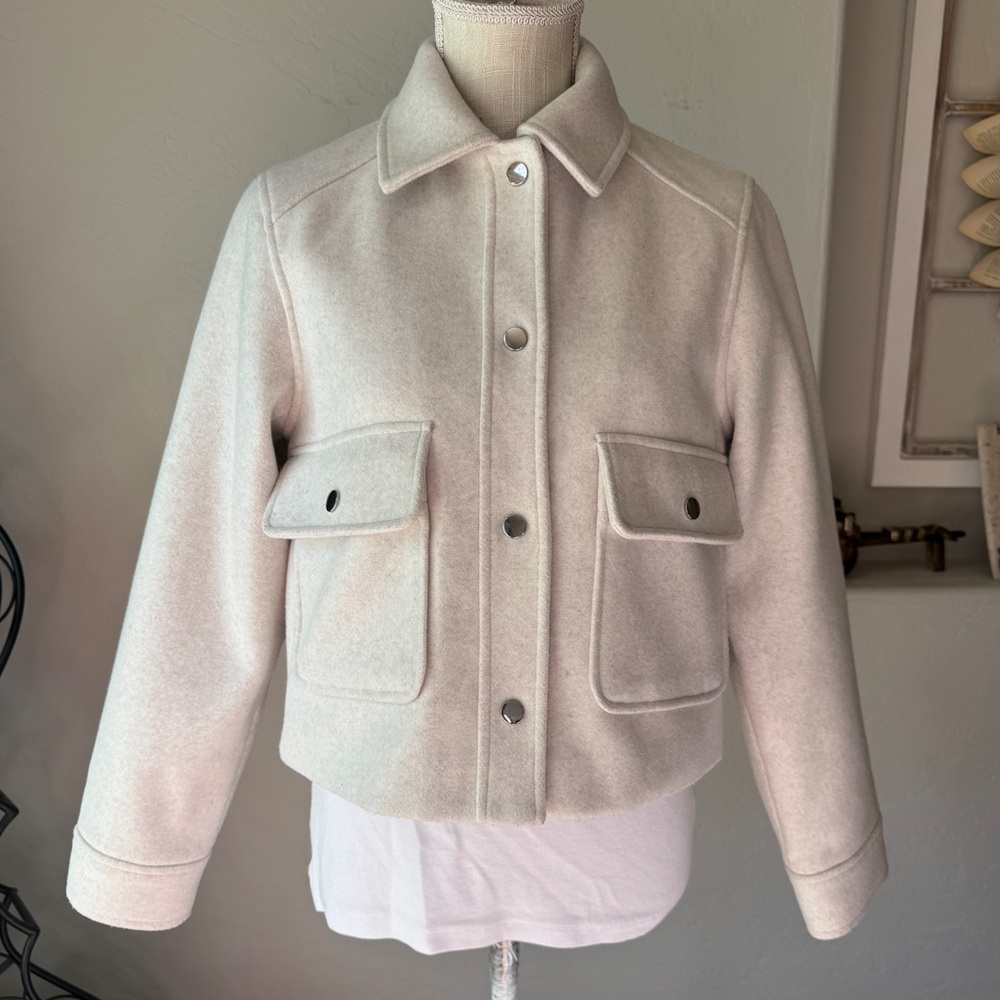 Zara Jacket Womens Ivory Cropped Soft‎  Ecru Jacket Size XS